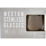 Sleek Weston Stemless Glasses crafted from premium glass, perfect for wine, cocktails, and elegant entertaining.