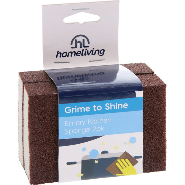 Homeliving Emery Kitchen Sponges in a 2-pack, perfect for scrubbing tough stains from all cookware types.