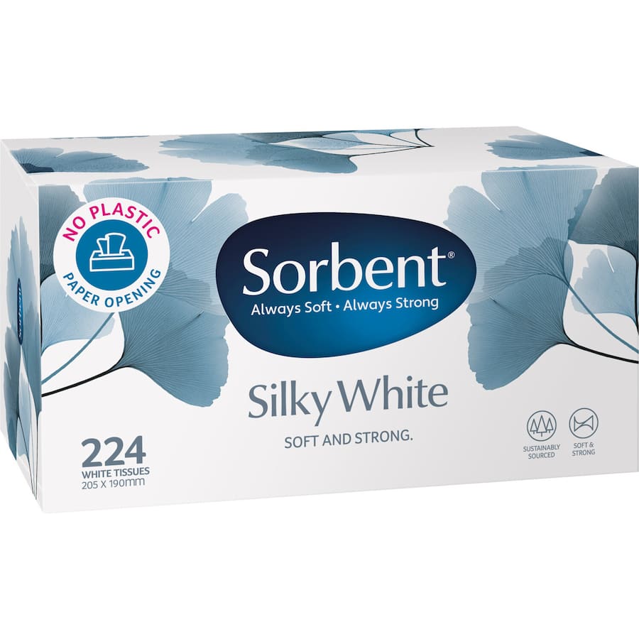 Sorbent Facial Tissues Silky White Box 224pack