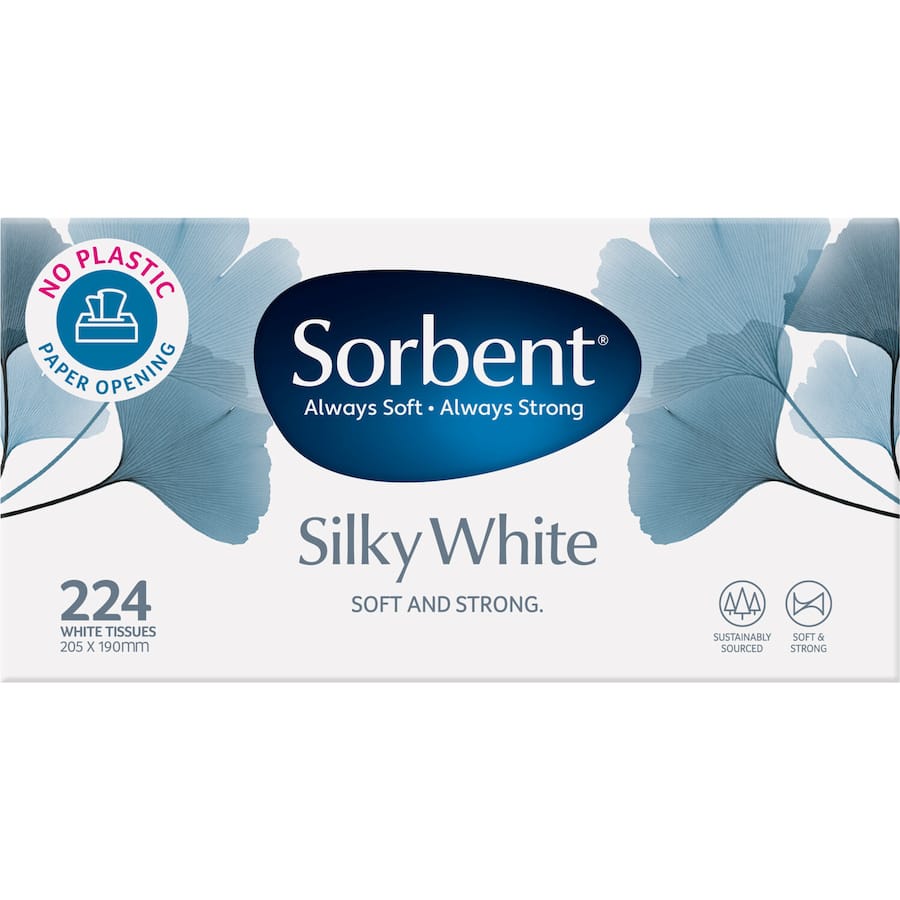 Sorbent Facial Tissues Silky White Box 224pack
