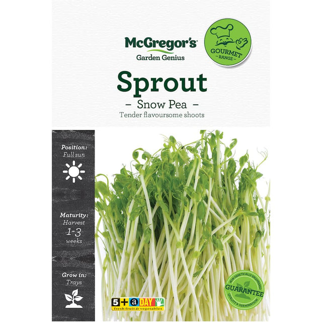 McGregor's Sprout Snow Pea seeds for home gardening, yielding sweet, tender pods for fresh meals and healthy snacks.