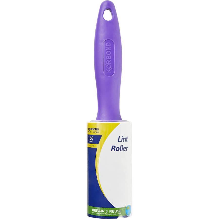 Korbond Lint Roller with sturdy handle and strong adhesive sheets for quick removal of lint, pet hair, and dust.