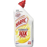 Harpic White & Shine Toilet Cleaner Bleach Citrus gel disinfects and cleans toilets, killing 99.99% of germs with a fresh citrus scent.