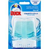 Duck Protect Plus Toilet Block Aqua Burst: a toilet cleaner with aqua burst scent, fights odors, lasts 300 flushes, safe for septic tanks.