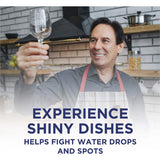 Finish Dishwasher Rinse Aid Regular bottle, promoting drier, shinier dishes while fighting water spots and oily residue.