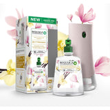Air Wick Botanica refill featuring Vanilla & Himalayan Magnolia, an eco-friendly auto-spray for lasting freshness and customizable scent.