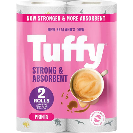 Tuffy Paper Towels Print pack features strong, absorbent sheets for tackling tough messes around the home and outdoors.