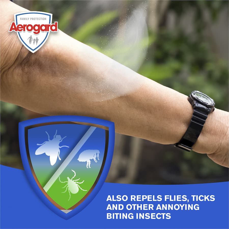 Aerogard Tropical Strength Pump Spray, offering 6-hour insect protection against mosquitoes and more for outdoor adventures.