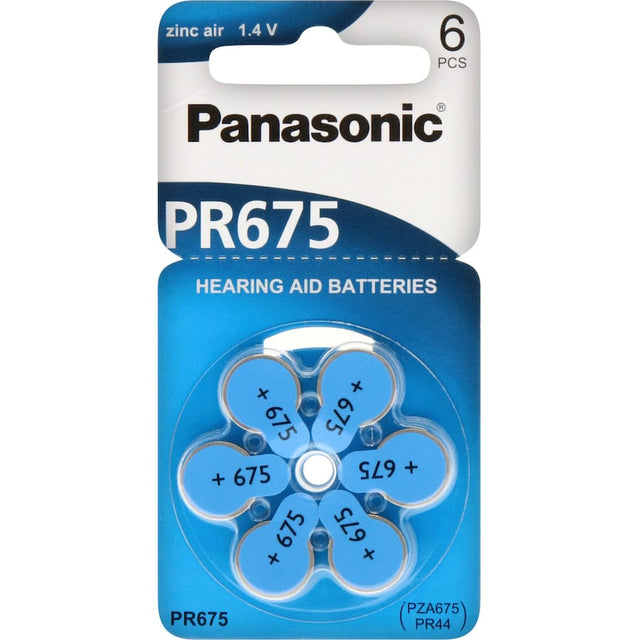 Panasonic PR44 hearing aid batteries offer reliable, long-lasting power with a 20% increased capacity for enhanced auditory support.