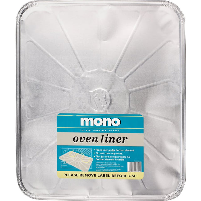 Aluminum foil oven liners designed to catch spills and keep your oven clean during baking and roasting.
