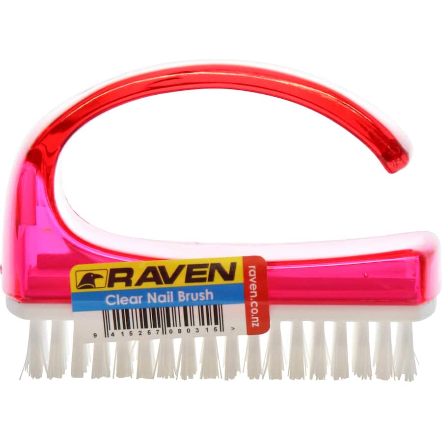 Raven Nail Brush Clearlite with ultra-soft bristles for flawless nail care at home or professionally. Ergonomic and portable.