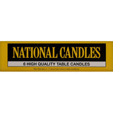 White table set of six non-drip candles, designed for elegance and a warm glow, perfect for any dining occasion.