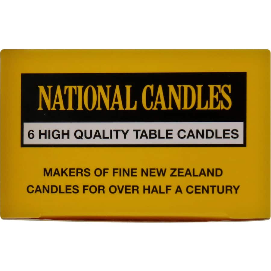 Elegant set of six non-drip white candles, 11-hour burn, perfect for enhancing dining experiences and special events.