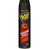 Black Flag Fly Spray Rapid Kill Value Pack, 300g aerosol for swift elimination of flies, mosquitoes, ants, and more.