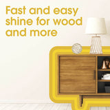 Pledge Furniture Polish Lemon revitalizes wood and laminate surfaces, removing fingerprints and ensuring a streak-free shine.