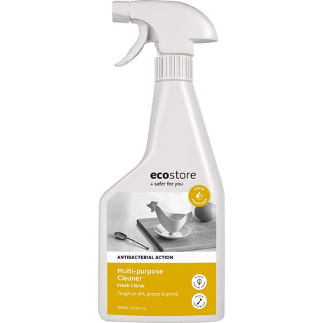 Ecostore Spray Cleaner multipurpose citrus, an antibacterial cleaner for hard surfaces, effective against common germs, eco-friendly packaging.