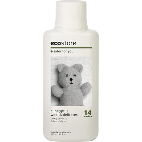 Eco-friendly wool wash for delicate fabrics, suitable for sensitive skin and packaged in a recyclable sugar plastic bottle.