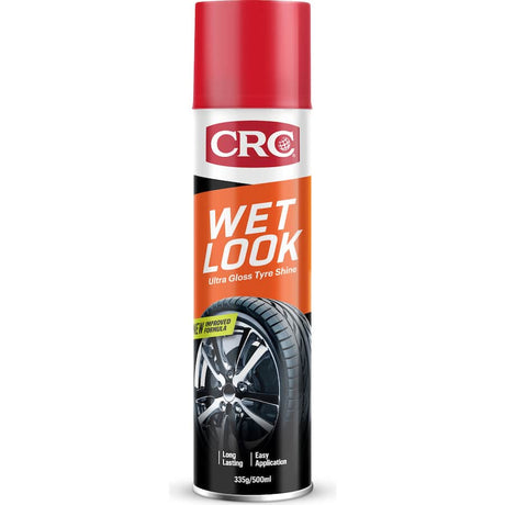 Wet look tire spray for a brilliant shine, protecting against UV rays and dirt, ideal for all tire types.