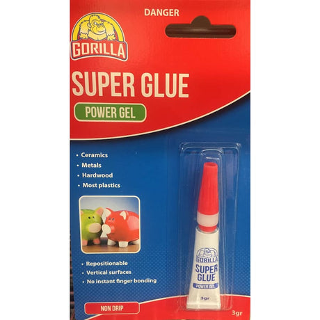 Gorilla Ultra Bonder Gel Super Glue, a fast-drying adhesive for wood, metal, and more, features a precision tip for easy application.