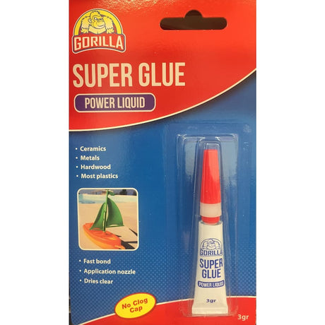 Gorilla Ultra Bonder Super Glue bottle with precision tip, designed for strong, quick-drying bonds on various surfaces.