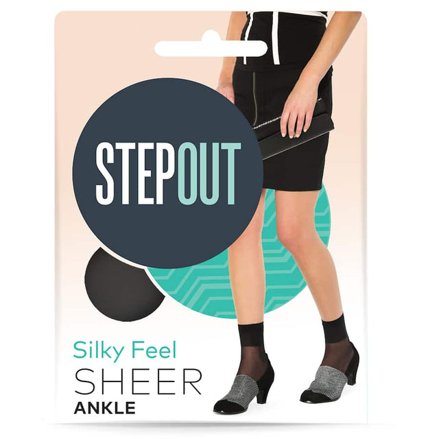 Ultra-sheer 15 denier anklet with wide band, reinforced toe, offering all-day comfort and elegance for any outfit.