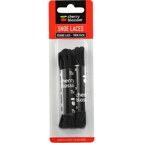 Cherry Blossom Shoe Laces - 75cm black round laces with stylish cherry blossom pattern for elegant footwear customization.