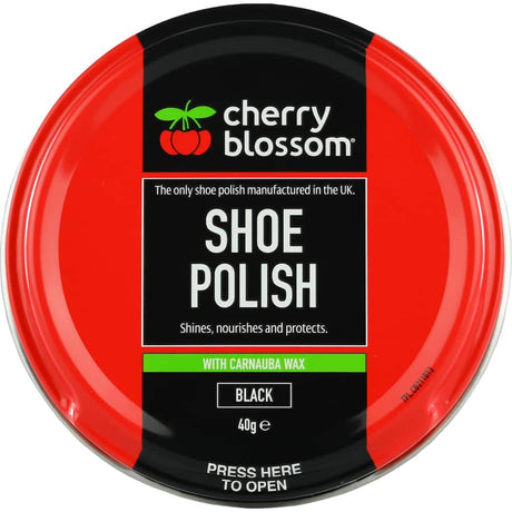 High pigment black shoe polish that cleans, protects, and enhances the appearance of smooth leather footwear.