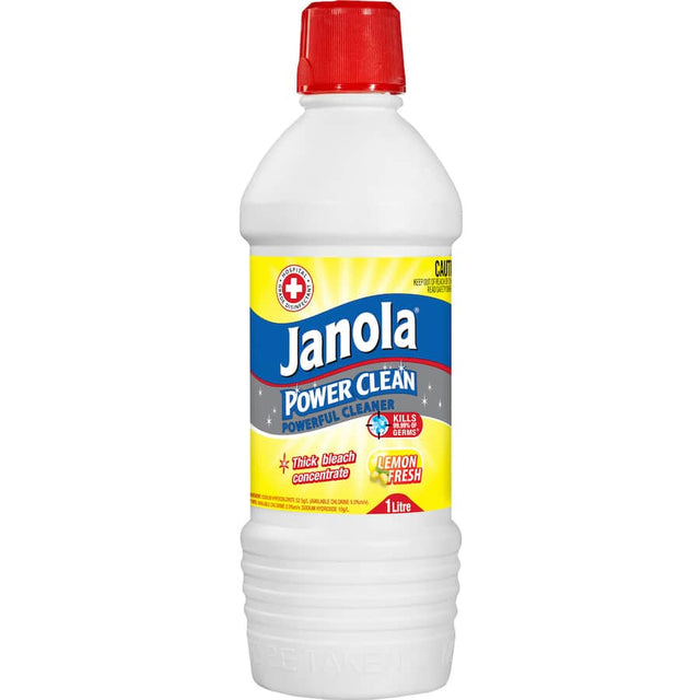 Lemon-scented Janola Power Cleaner liquid, perfect for tackling tough stains and grime in kitchens and bathrooms.