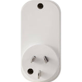 Vertical surge protector with dual outlets, designed to safeguard electronics from power spikes while saving space.