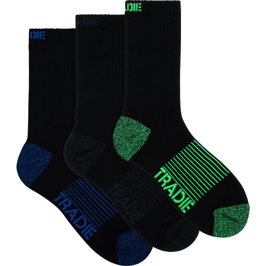 Comfortable and durable cotton crew socks for men, designed for tradesmen with reinforced heel and toe for maximum support.