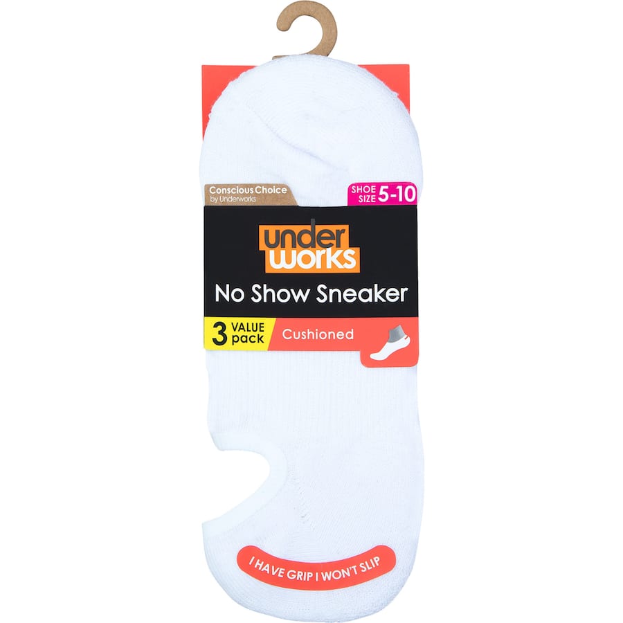 Cushioned no-show socks for women size 5-10, offering comfort, support, and a secure fit for everyday wear.