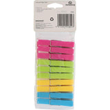 Vibrant pack of 20 durable plastic clothes pegs, perfect for laundry and crafts, in fun colors for added style.