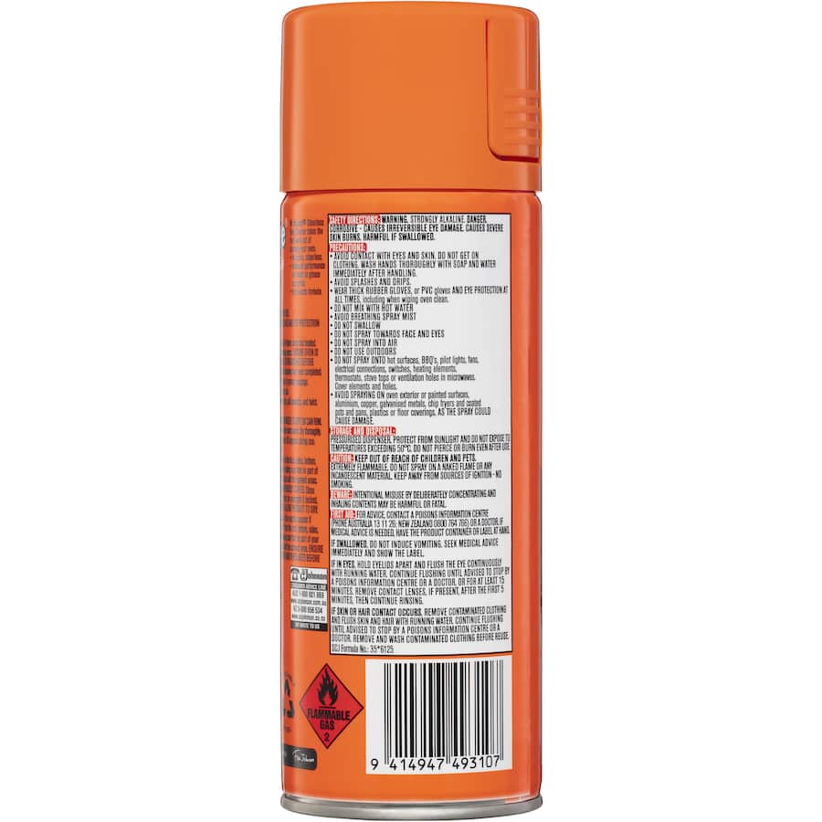Mr Muscle Oven Cleaner: odourless, non-caustic formula for removing stubborn grease, safe for homes with children.