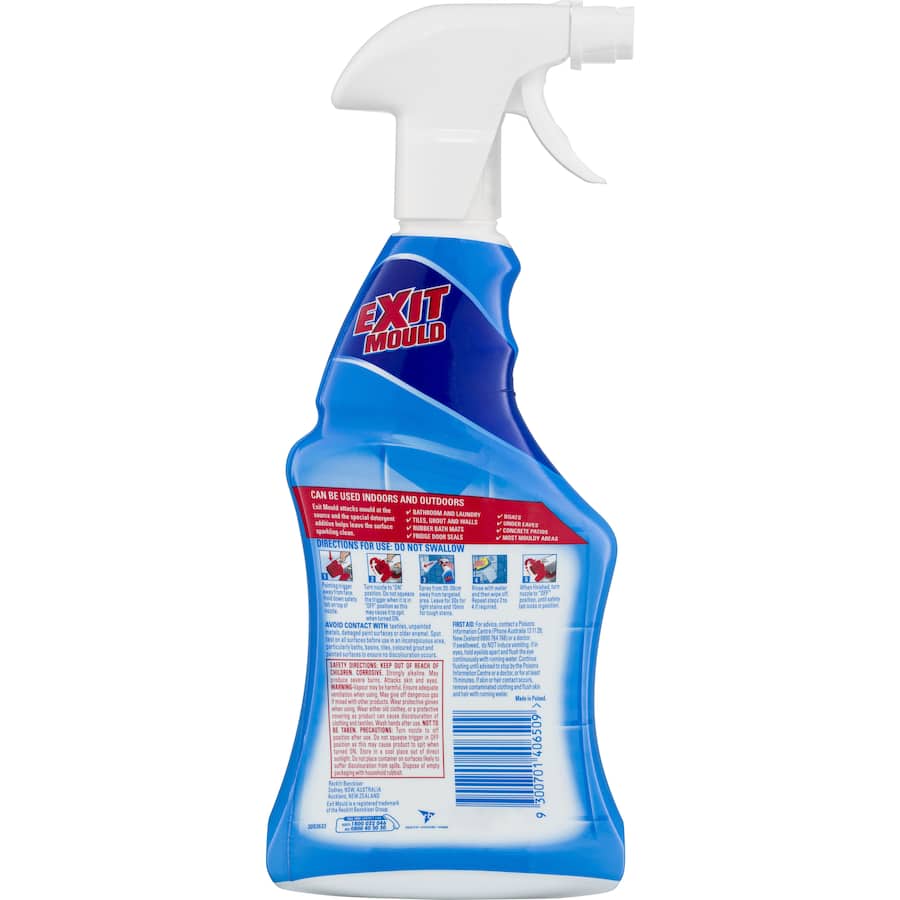 Exit Mould Mould Remover Spray eliminates stubborn mould and mildew, leaving surfaces clean and fresh for a healthier home.