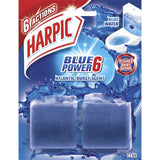 Harpic Blue Power Toilet Block in marine blue, providing powerful foaming action for a hygienically clean and fresh toilet.