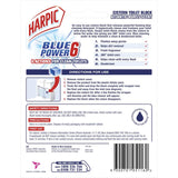 Harpic Blue Power Toilet Block in marine blue packaging, designed for efficient toilet cleaning and deodorizing with every flush.