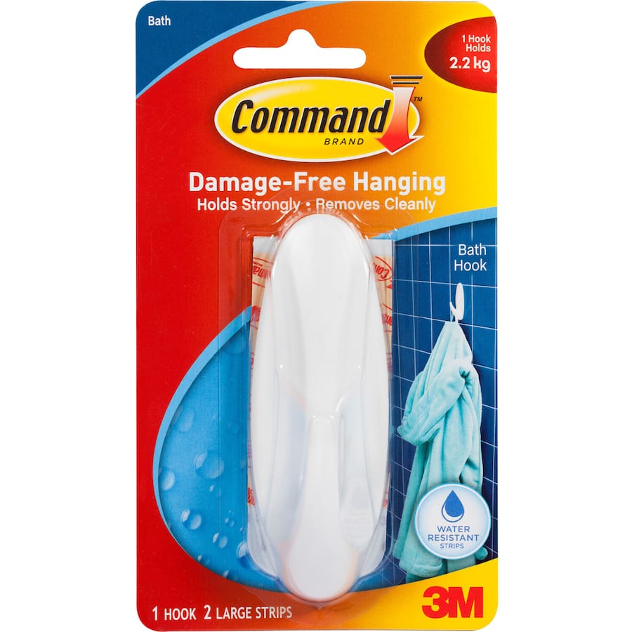 3m Command Hooks & Hangers Adhesive Large White Shower