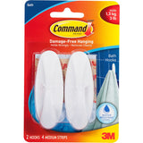 3m Command Hooks & Hangers Adhesive Medium White Shower