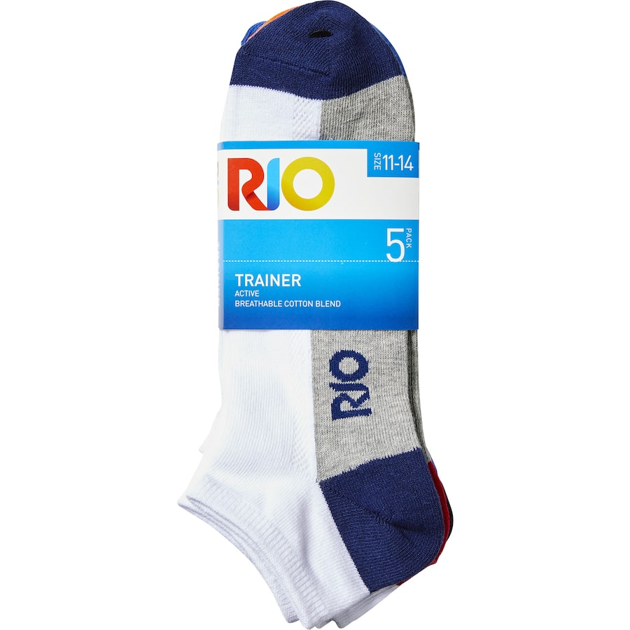 Rio Men's Sports Trainer Liner Socks in size 11, designed for comfort, moisture-wicking, and a snug fit during athletic activities.