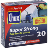 Chux Super Strong Disposable Gloves: durable, ambidextrous gloves for hygiene in food handling, cleaning, and medical settings.