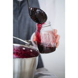 Elegant patterned glass jar for food storage, 9cm diameter by 13cm high, ideal for preserving fruits and dry goods.