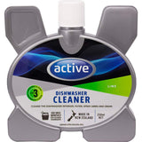 Active Dishwasher Cleaner with lime and baking soda, designed for deep cleaning filters, spray arms, and drains in all dishwashers.