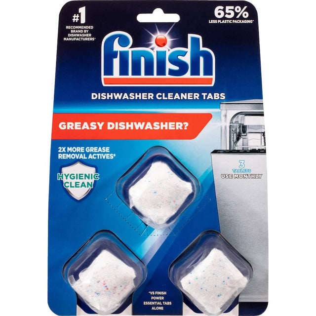 Finish Dishwasher Cleaner Tablets for deep cleaning, effectively removing grease and grime while maintaining dishwasher performance.