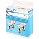 Philips 50W halogen down light bulb, providing warm white light, dimmable feature, energy-efficient, perfect for any room.