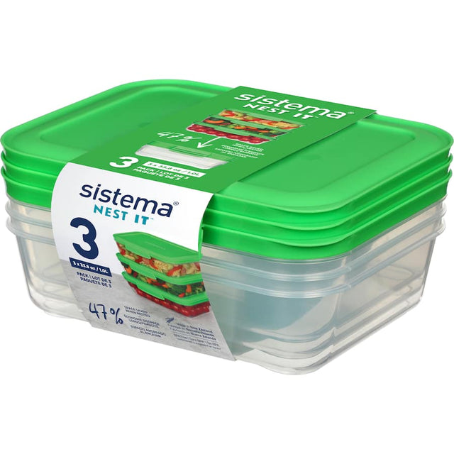 Sistema Nest It Containers 1L: Stackable, BPA-free meal prep containers for efficient food storage and organization.