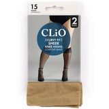 Clio Curvy Knee Highs in Natural, 15 denier, featuring comfort band and reinforced toe for stylish all-day wear.