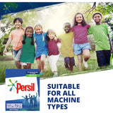 Persil Active Clean laundry powder in eco-friendly packaging, designed for tough stain removal in all washing machines.