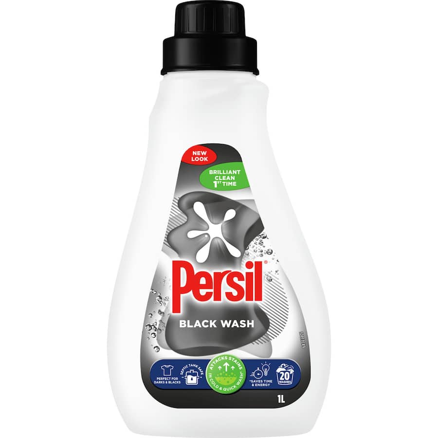 Persil Front & Top Loader Laundry Liquid Black Wash, tough on stains, preserves colors, eco-friendly, works in all machines.