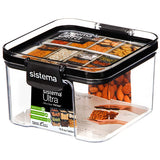 Clear Tritan storage container with easy-lock clips, ideal for meal prep and pantry organization, stackable and dishwasher safe.