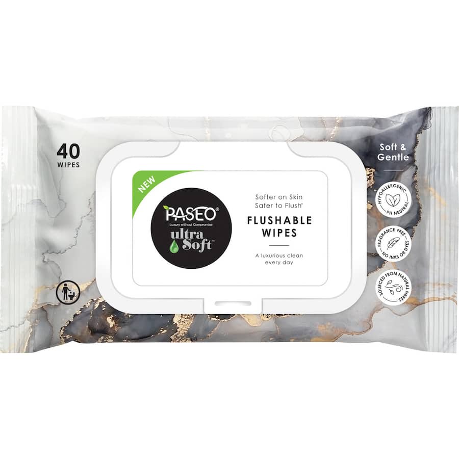 Paseo Toilet Wipes Aloe Vera 40pack